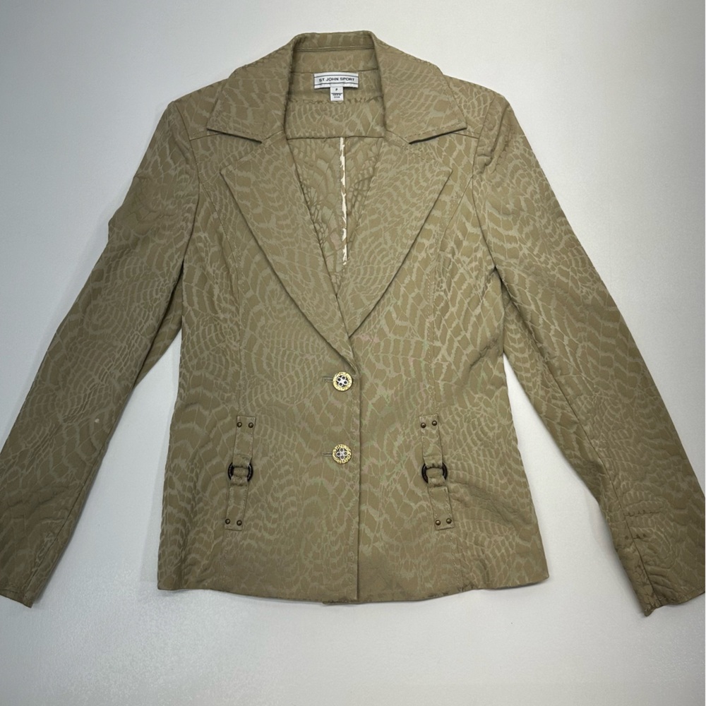 St John Sport Women’s Textured Animal Print 2 Button Blazer Size P